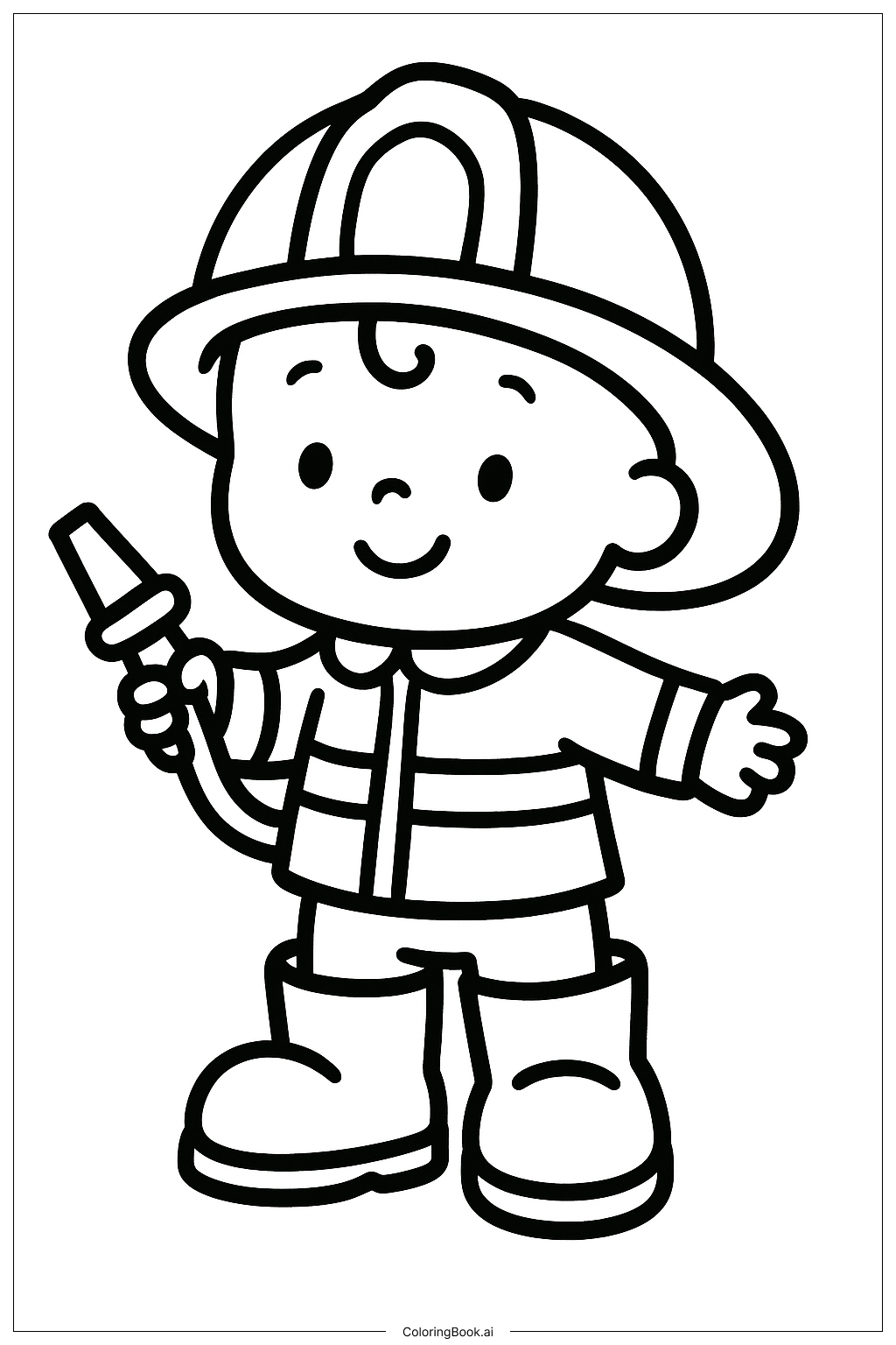 带靴子的宝宝消防员填色页