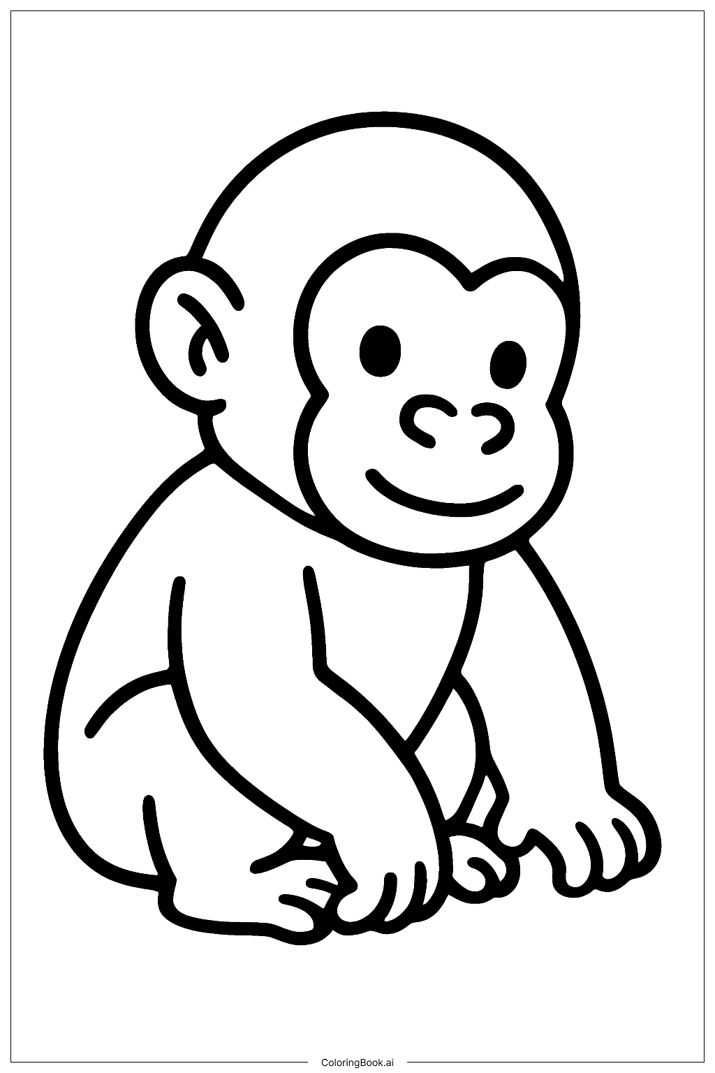 Trang tô màu Khỉ Đột Con Ngồi