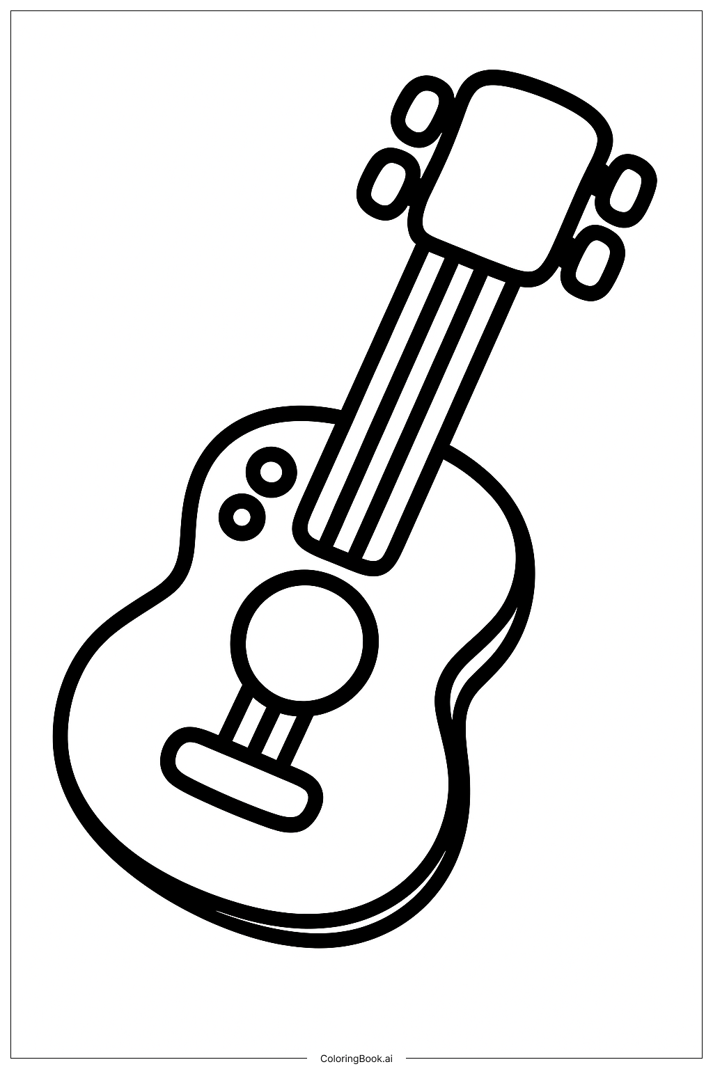  Página para colorear de Guitarra musical para bebés 