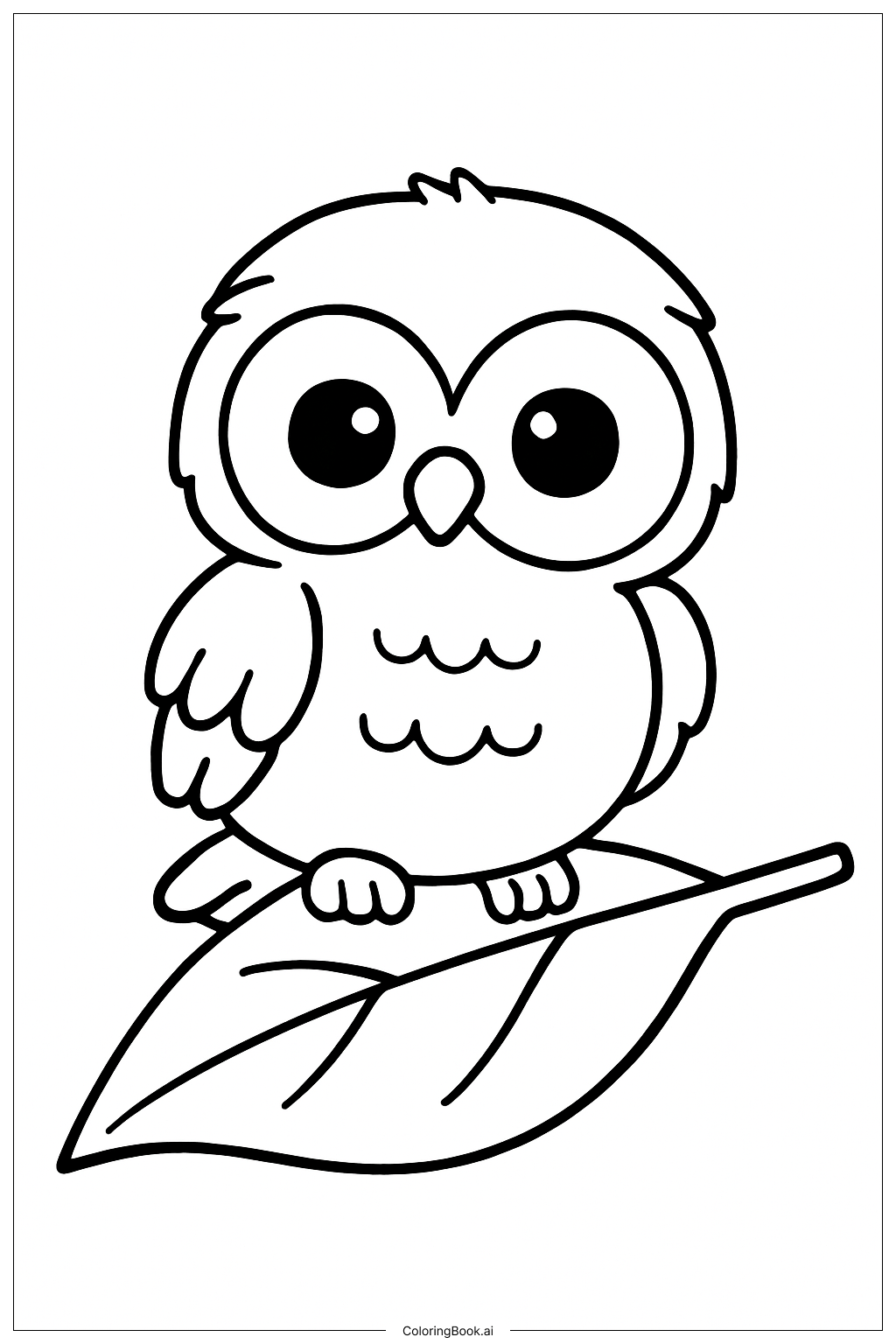 Página para colorir de Coruja Bebê Folhas de Outono