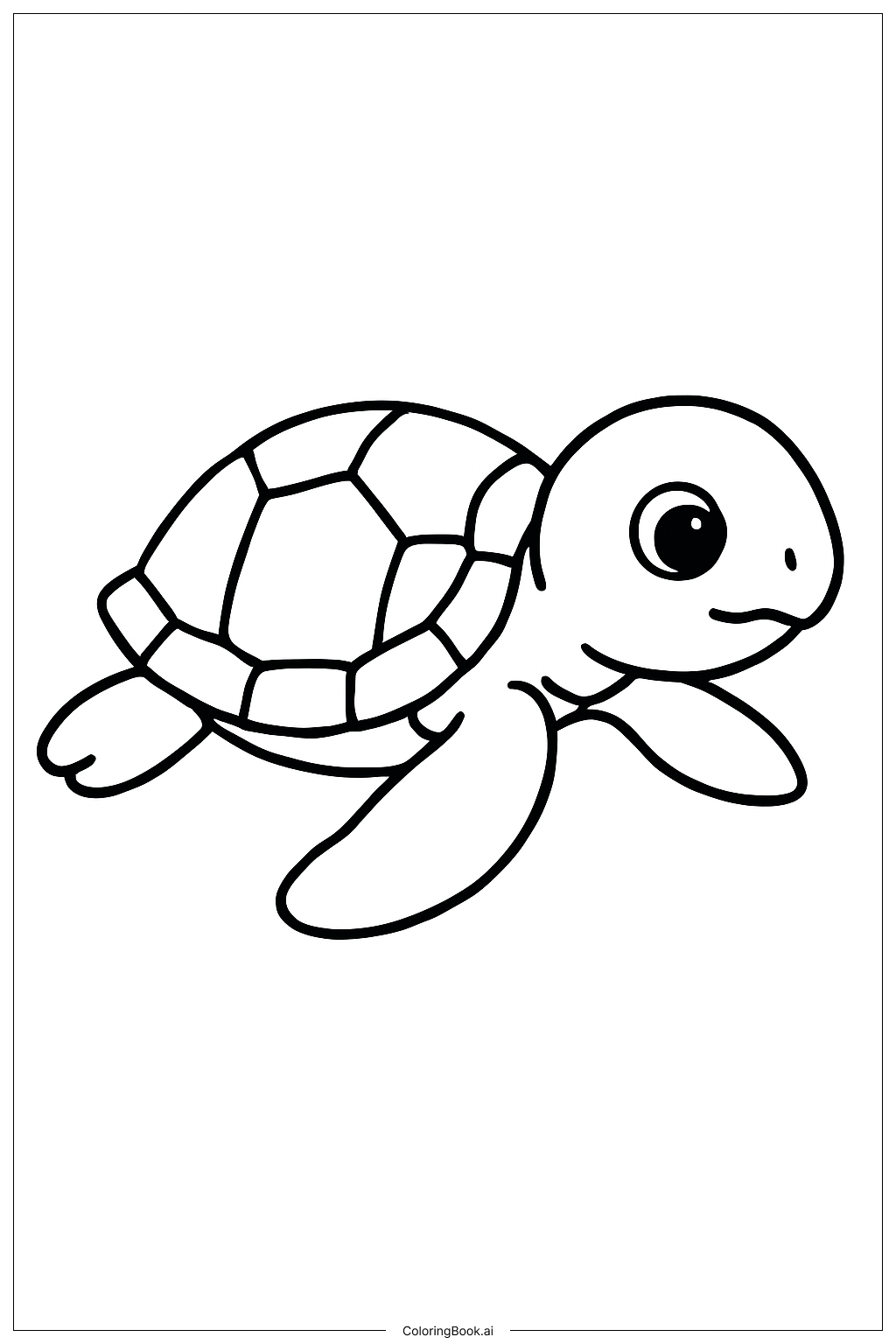  Página para colorir de Filhote de Tartaruga Marinha Engatinhando 