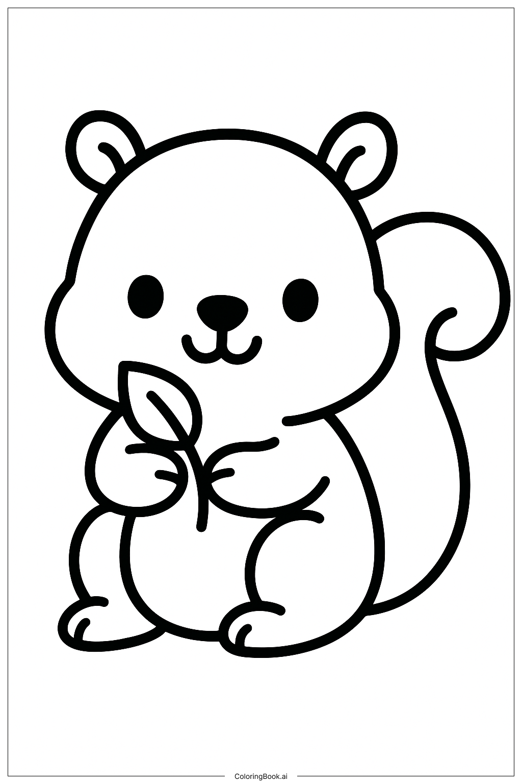 Página para colorir de Filhote de Esquilo com Folha de Outono