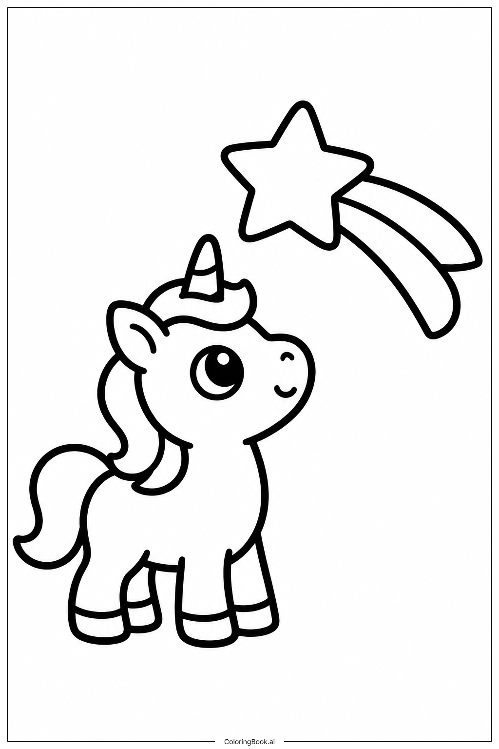 願いを叶える赤ちゃんユニコーンの塗り絵ページ