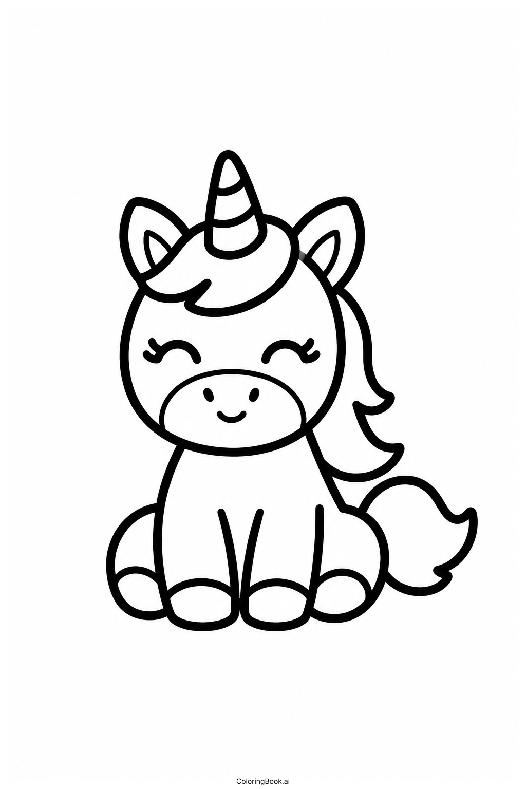 Trang tô màu Kỳ Lân Bé Ngồi
