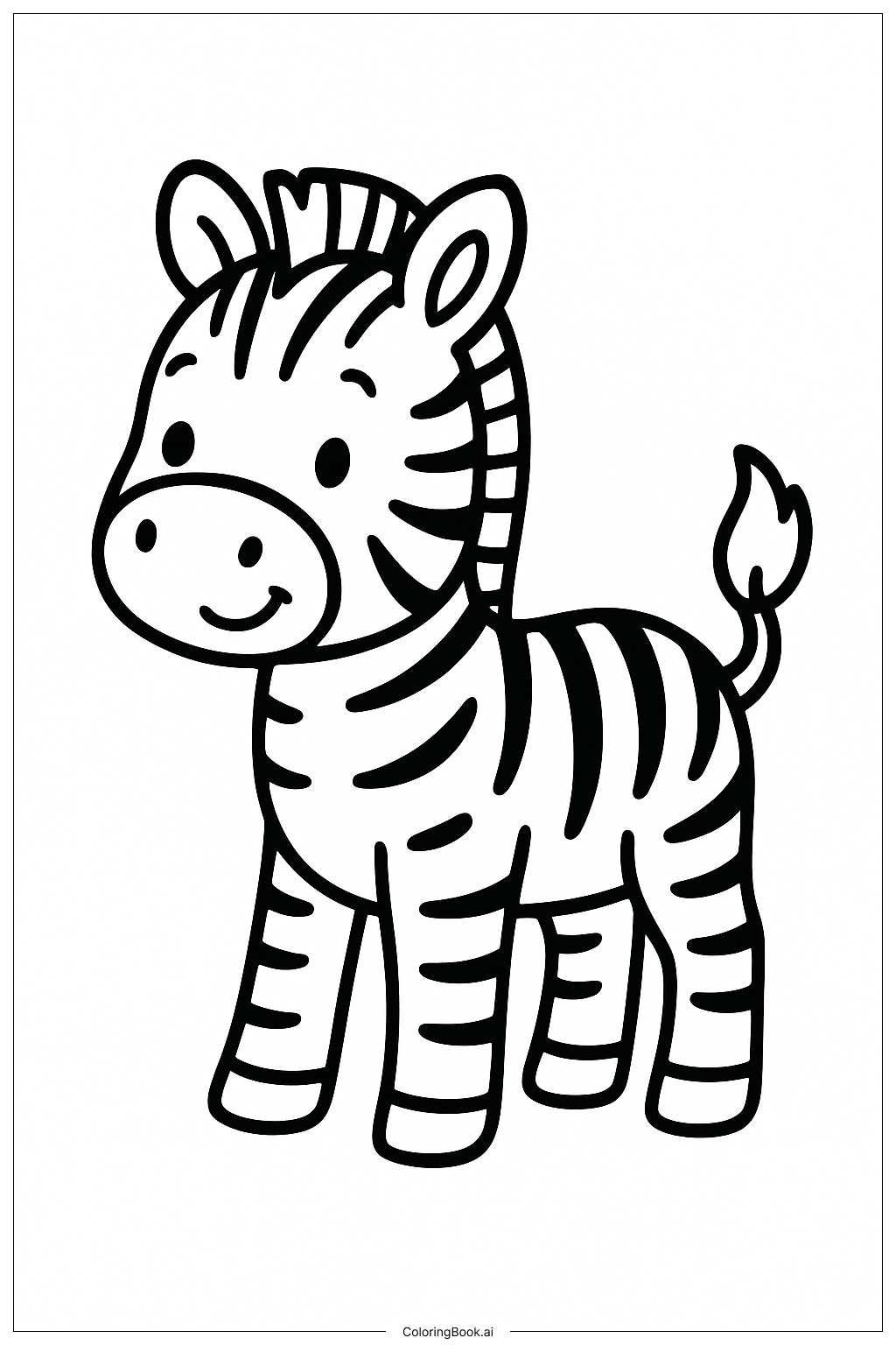  아기 얼룩말 서 있기 색칠공부 페이지 