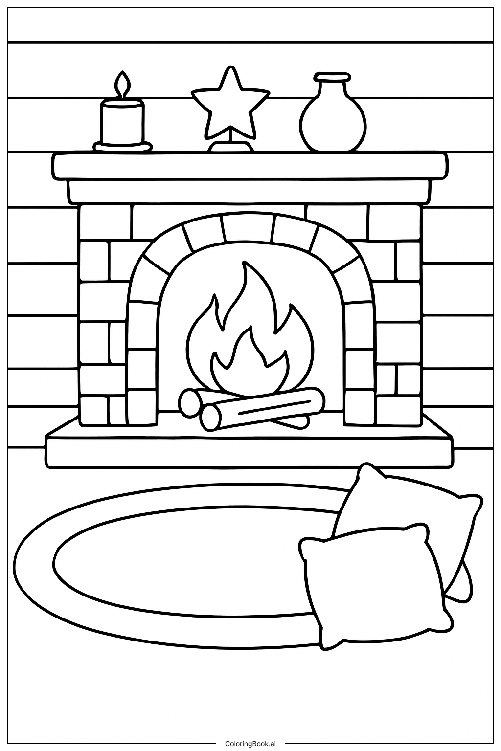  A Cozy Fireplace With A Crackling Fire Coloring Page 