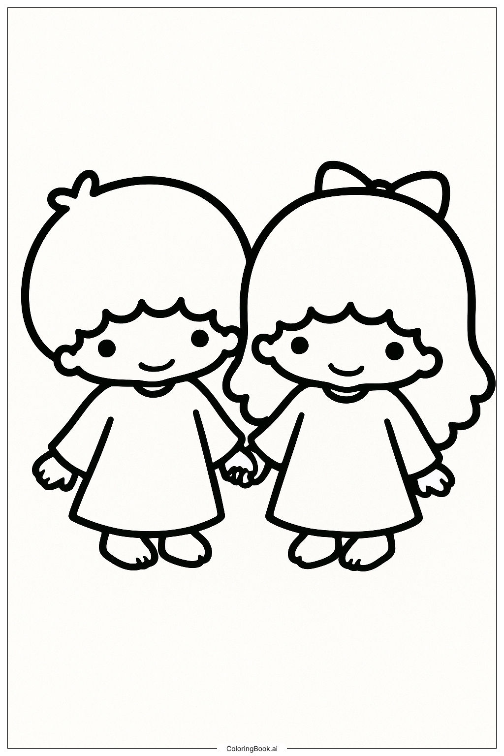  リトルツインスターズ キキとララの塗り絵ページ 