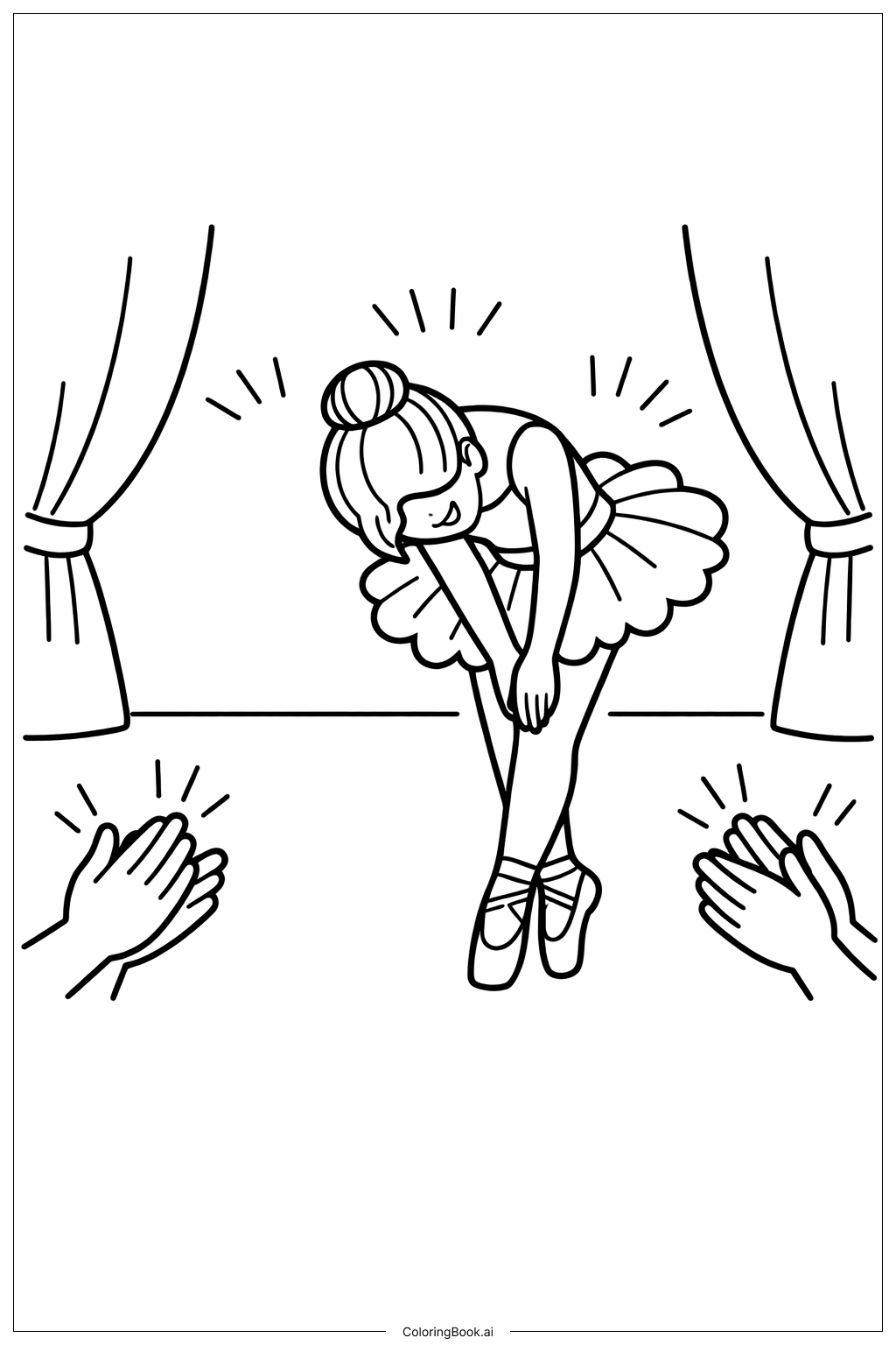 Página para colorir de Aplausos da Plateia do Balé