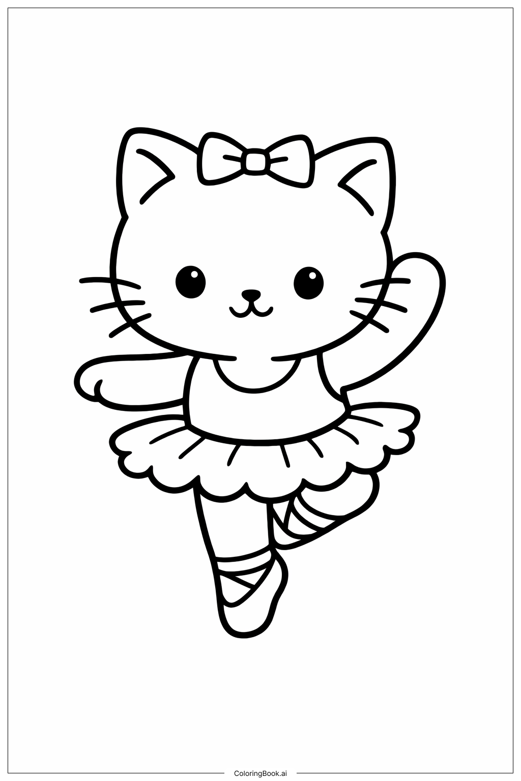 Página para colorir de Gato Bailarino de Balé