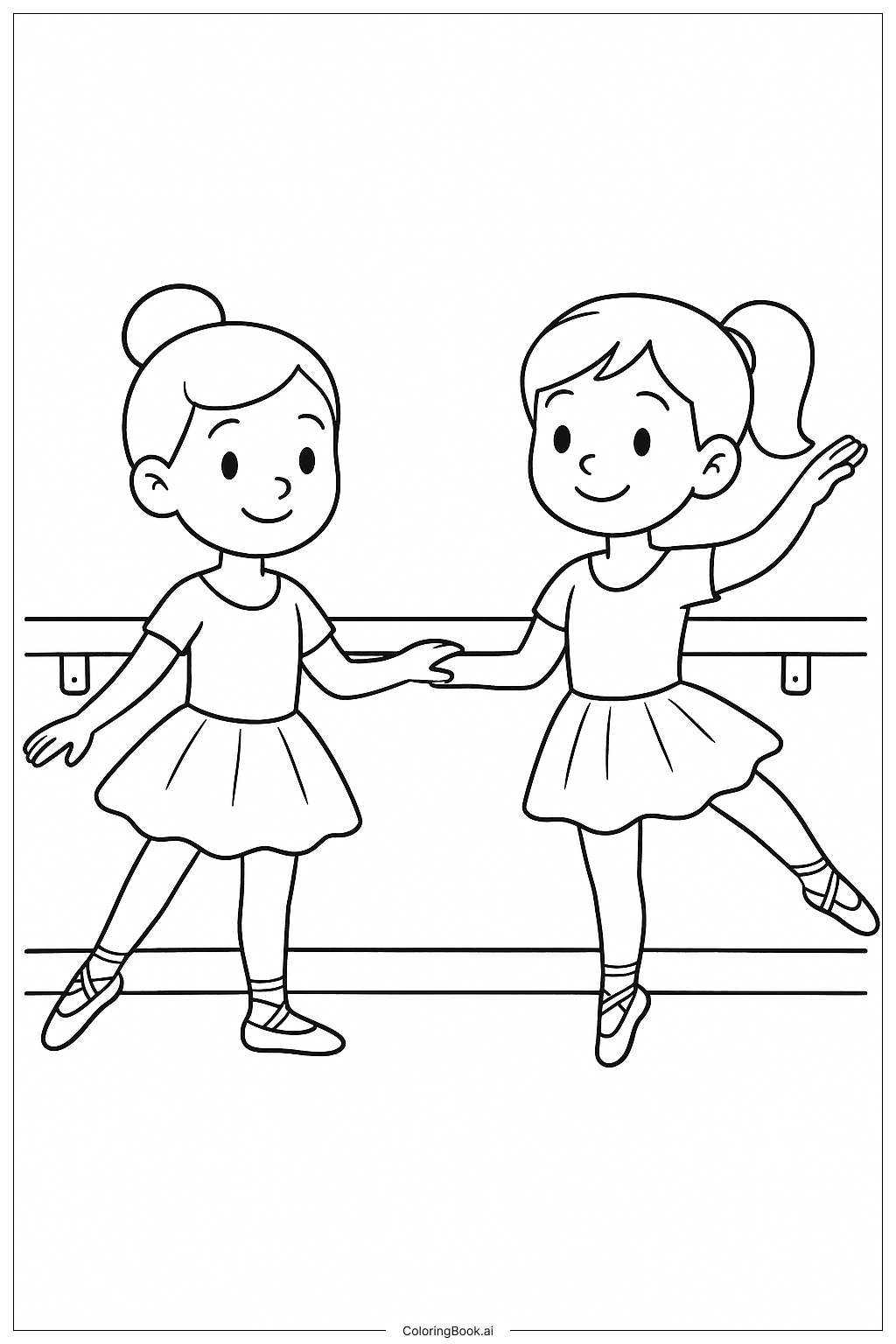  Ballet Dance Practice Coloring Page 