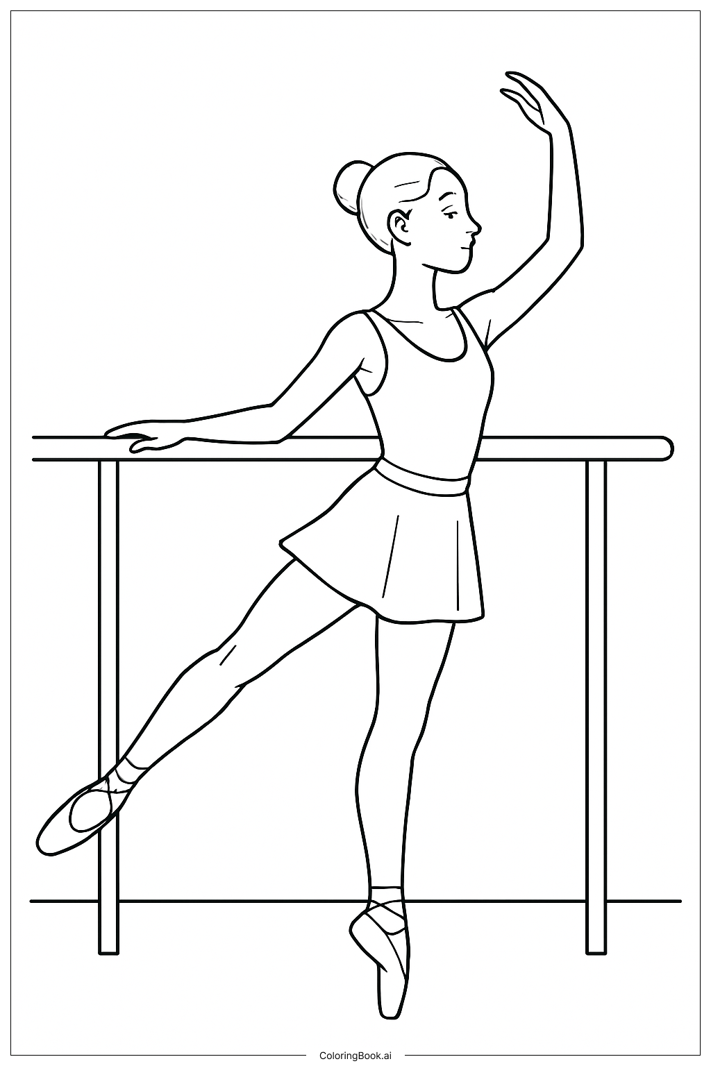  Página para colorir de Bailarina no Barra 