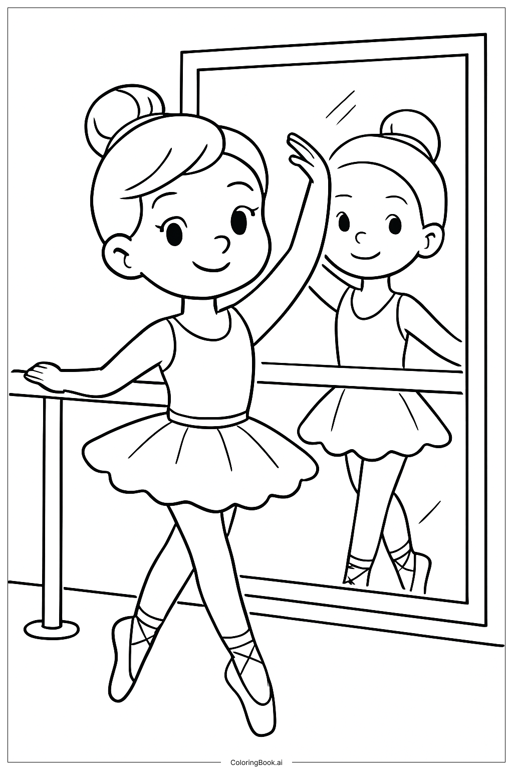  Página para colorir de Bailarina no Espelho 