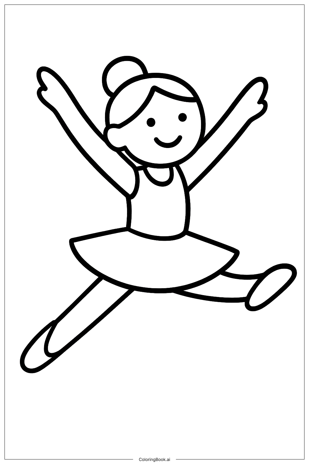  Página para colorir de Bailarina de Balé Pulando 