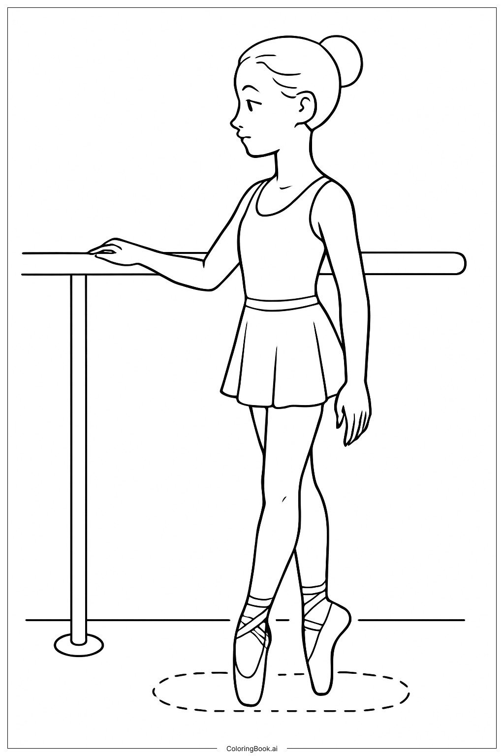  Página para colorir de Bailarina Aprendendo Pointe 