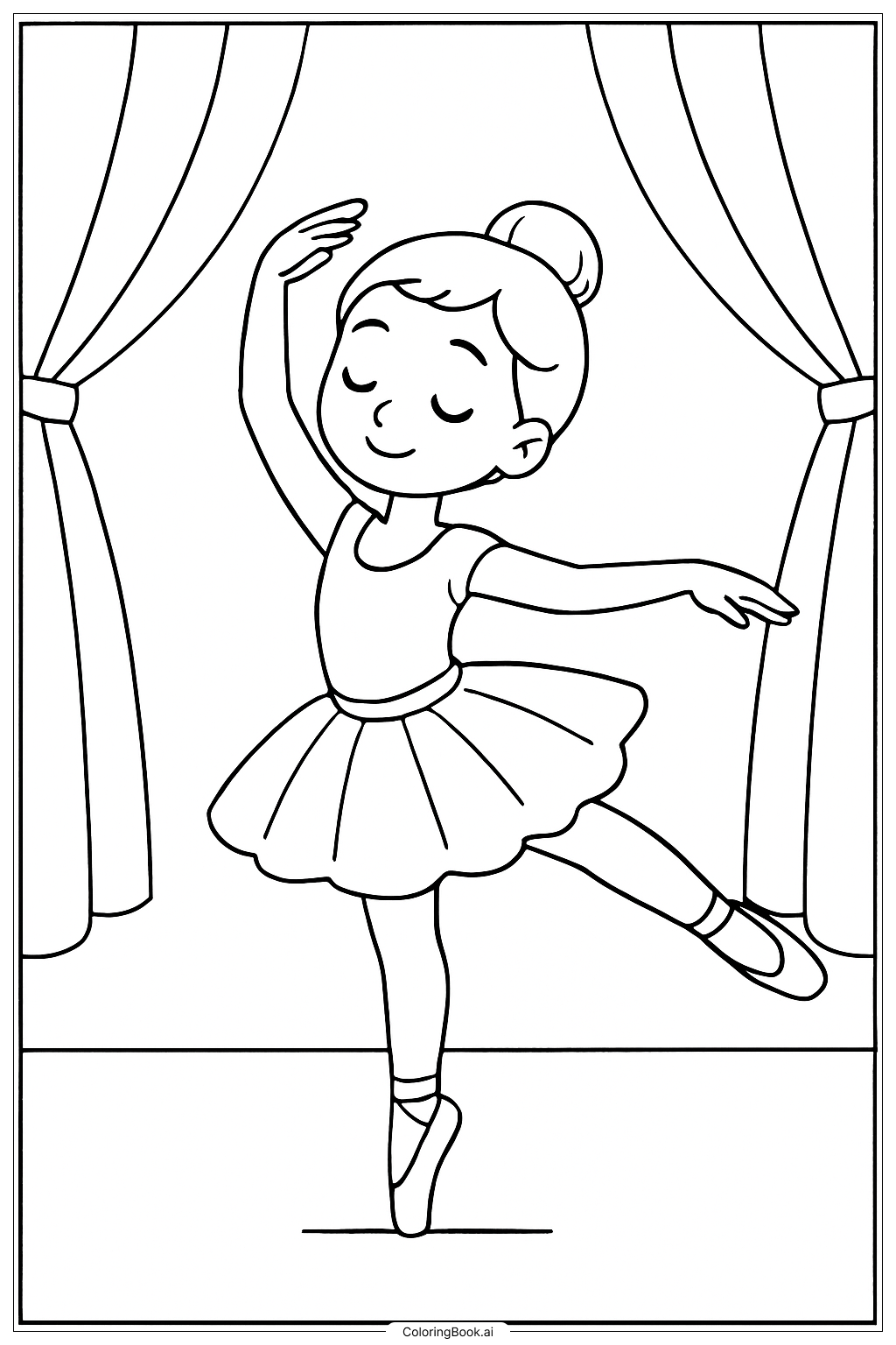  Página para colorir de Bailarina no Palco 