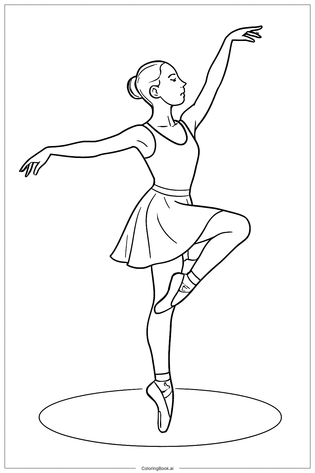  Página para colorir de Bailarina Praticando Pirueta 