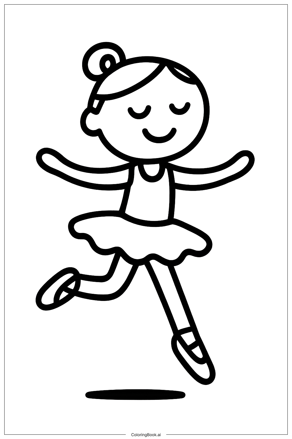  Página para colorir de Bailarina Pulando 