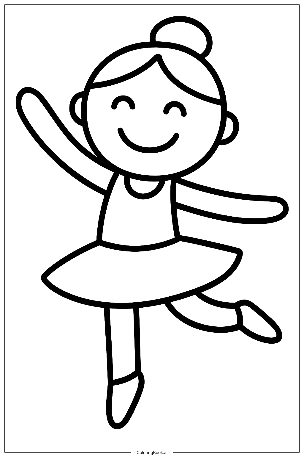  Página para colorir de Bailarina Sorridente 