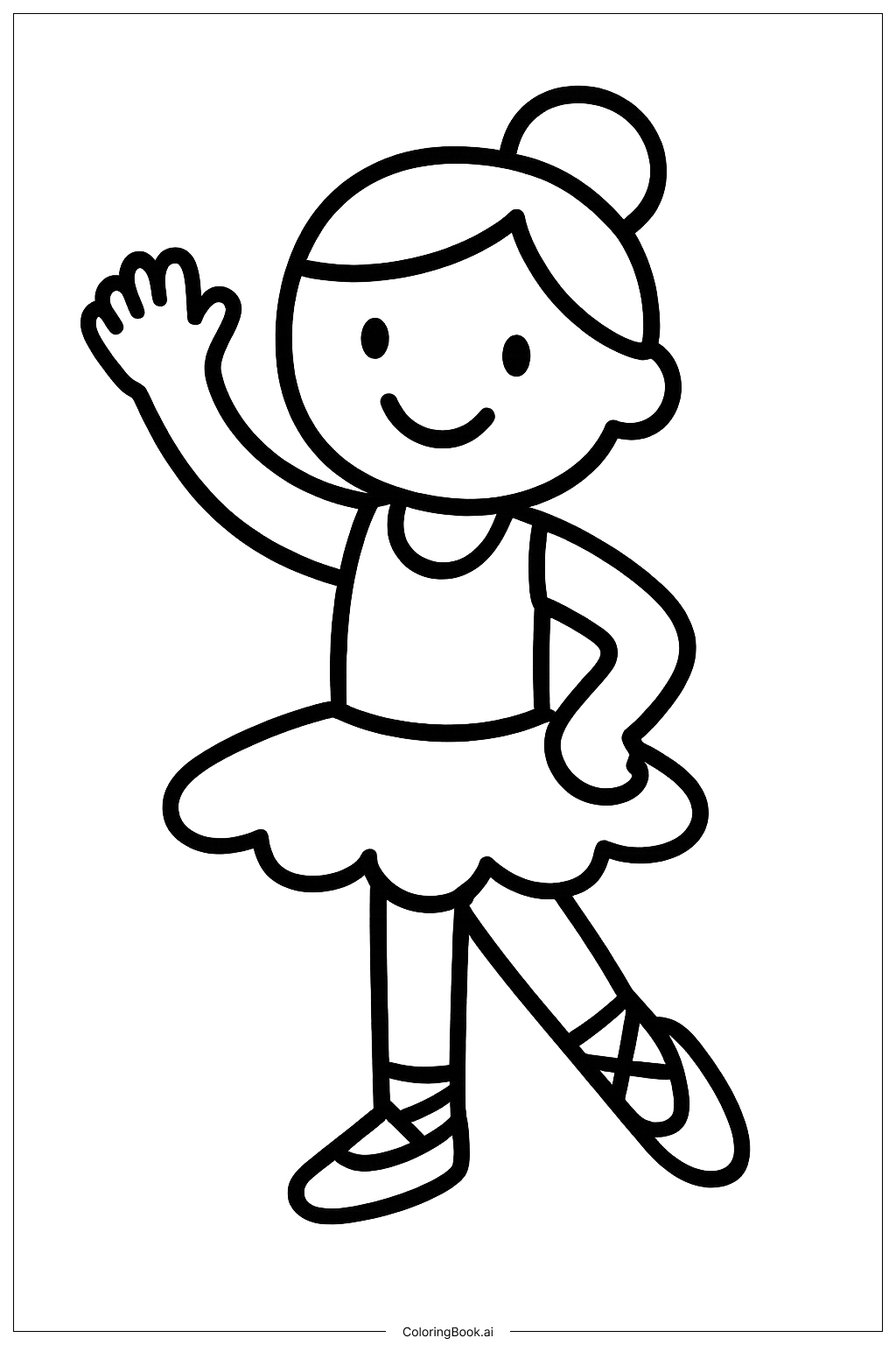  Página para colorir de Bailarina Acenando 