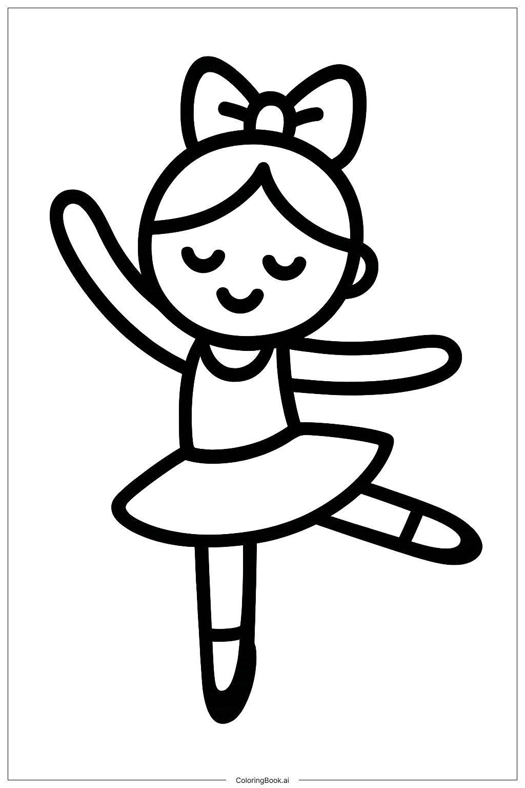  Página para colorir de Bailarina de Balé com Laço 