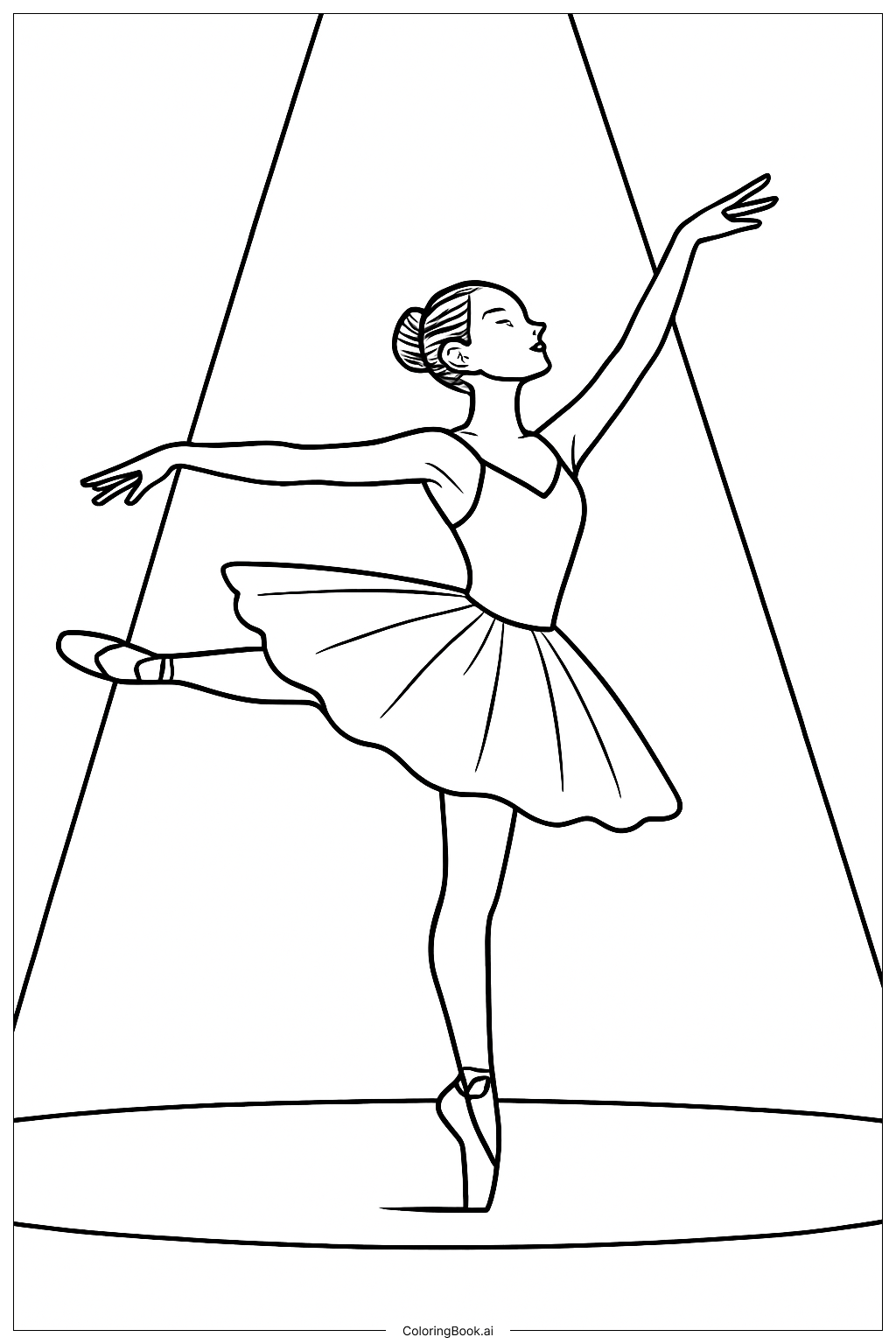  Página para colorir de Bailarina com Holofote 