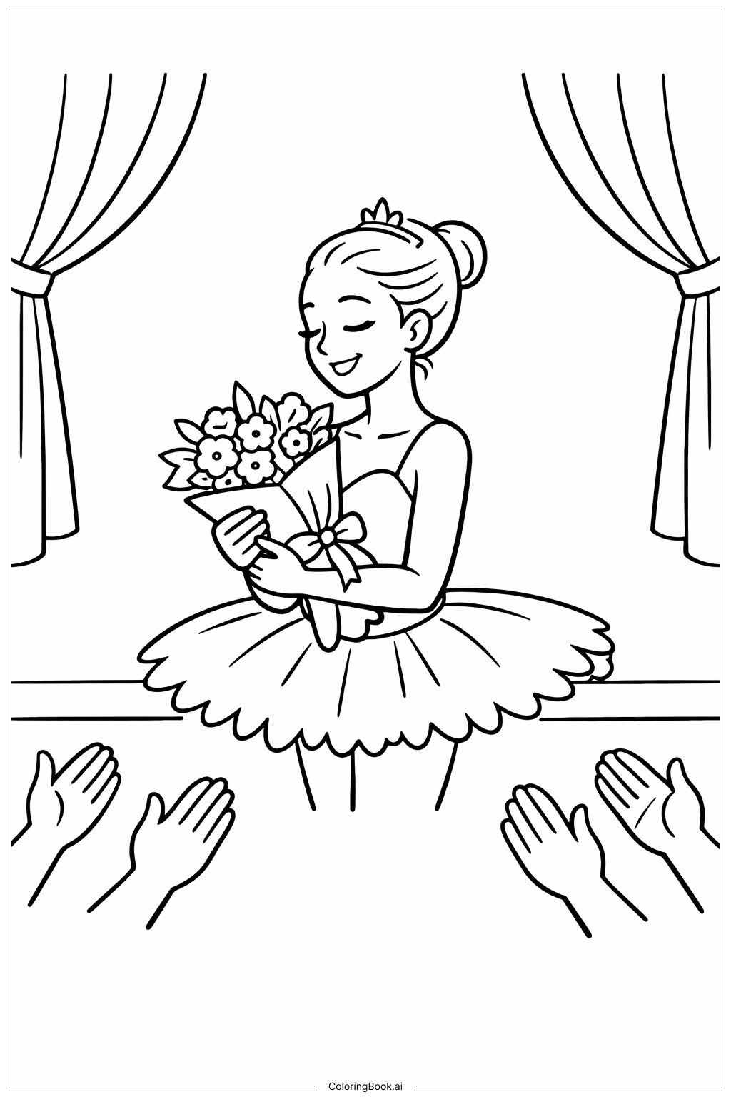 Página para colorir de Apresentação de Flores de Balé