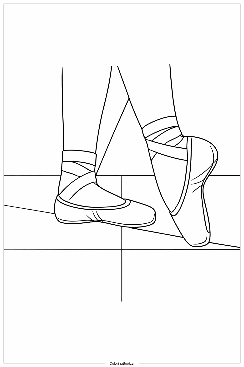 Página para colorir de Prática de Passos de Ballet