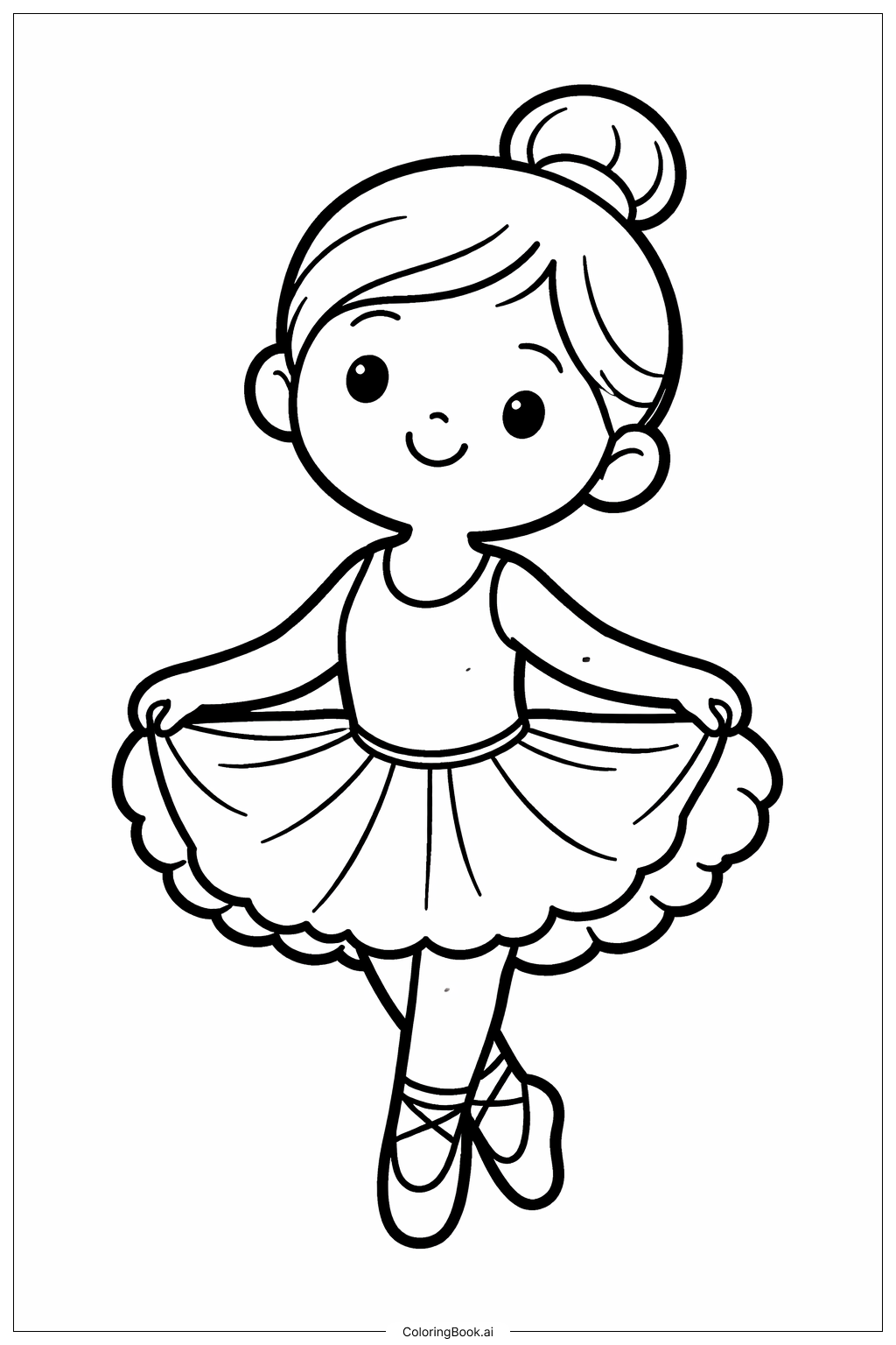 Página para colorir de Bailarina Pequena com Sorriso