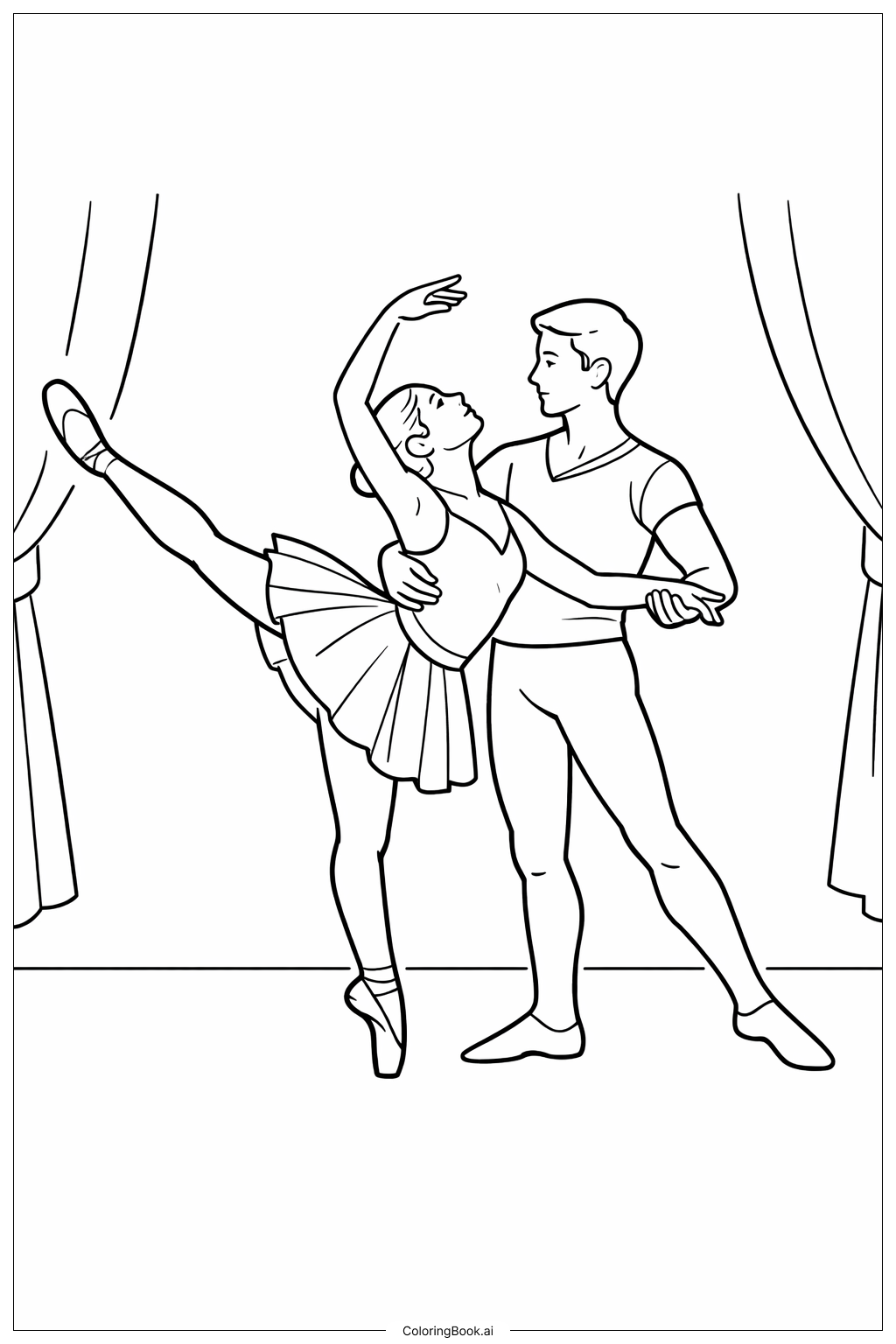 Par de Bailarinos de Balé no Palco