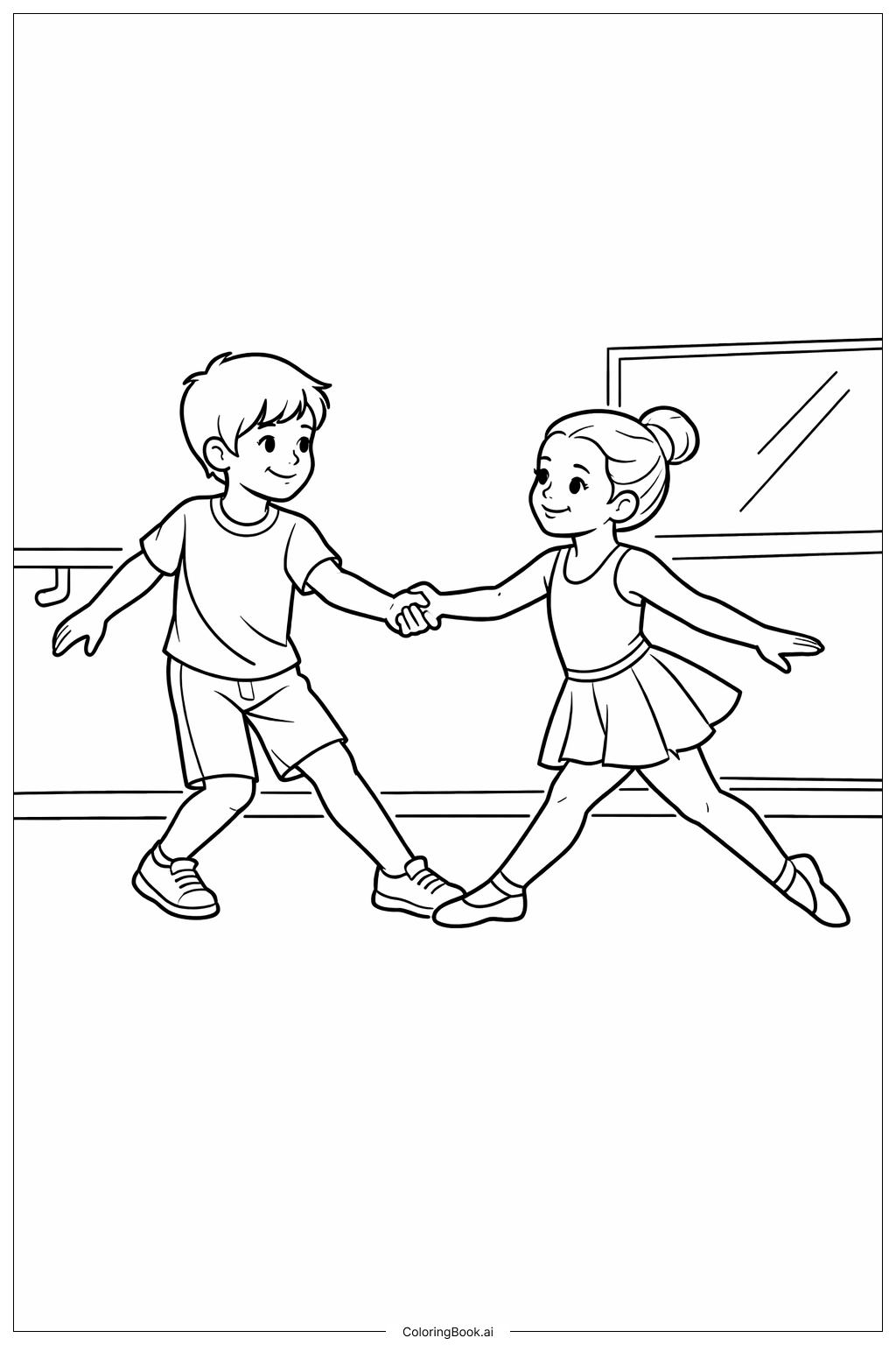 Página para colorir de Prática de Parceiros de Balé