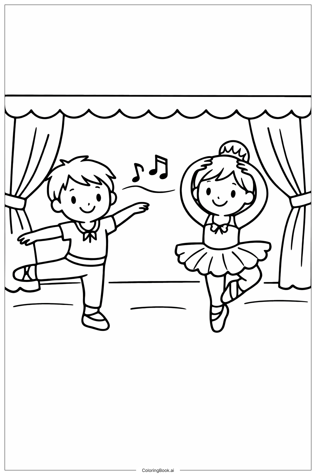  Ballet Stage Doodle Coloring Page 