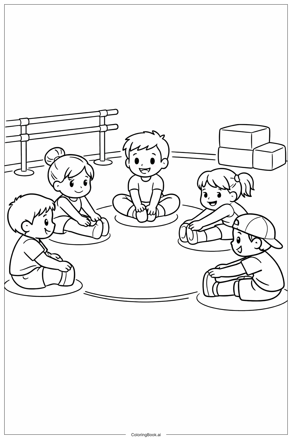 Página para colorir de Círculo de Aquecimento de Ballet