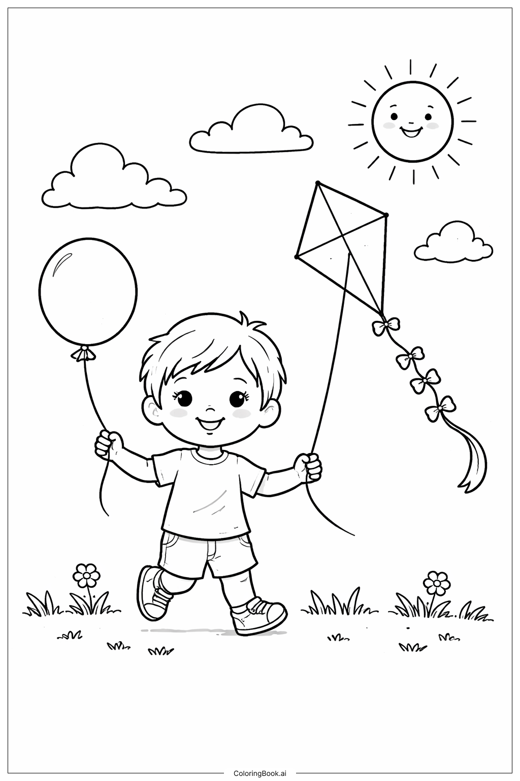  풍선과 연의 날 색칠공부 페이지 