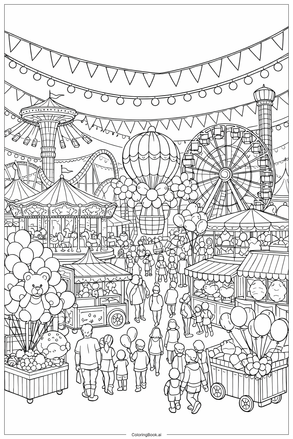  Page de coloriage Scène de Carnaval Ballon 