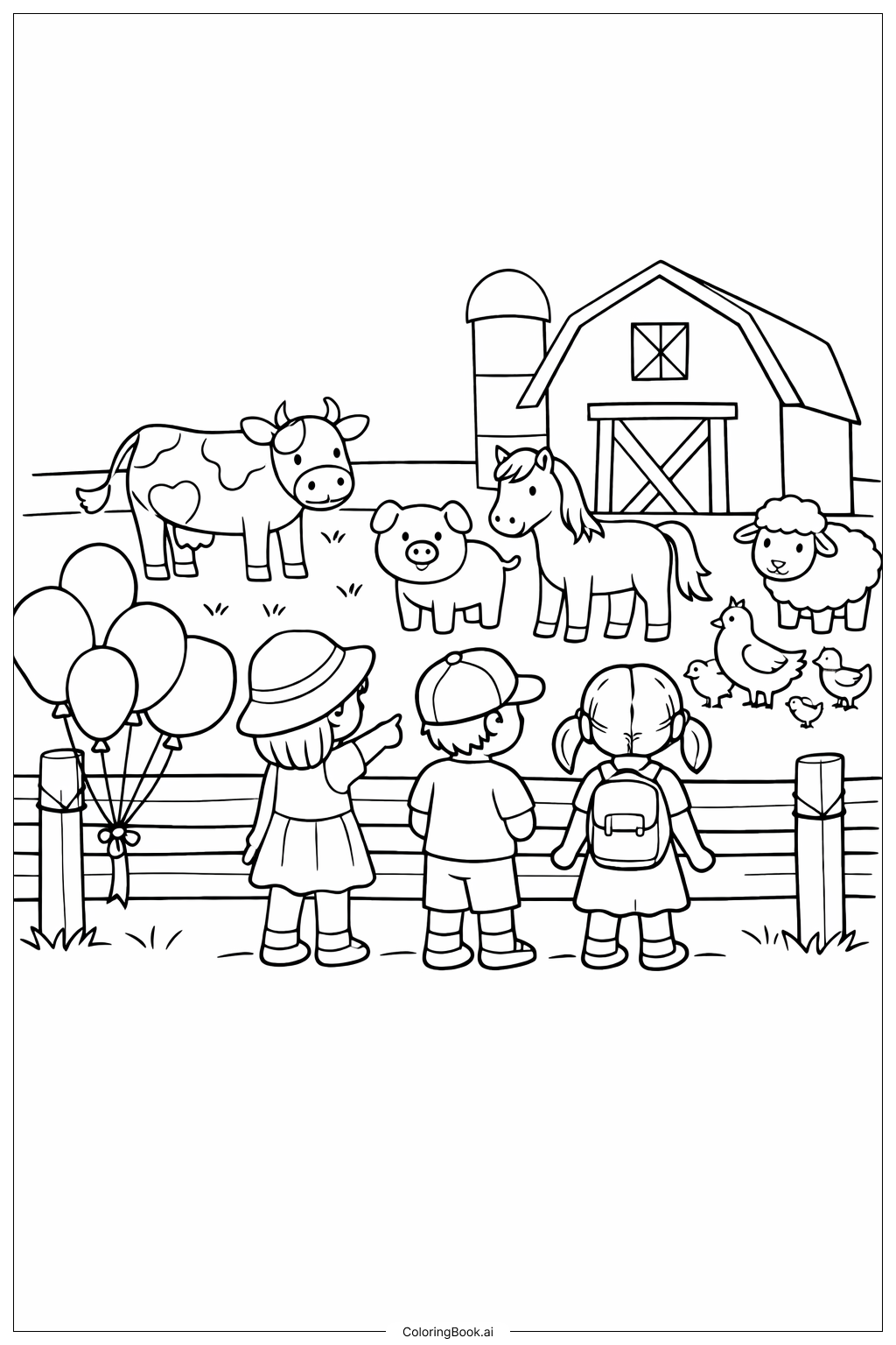  Balloon Farm Visit Coloring Page 