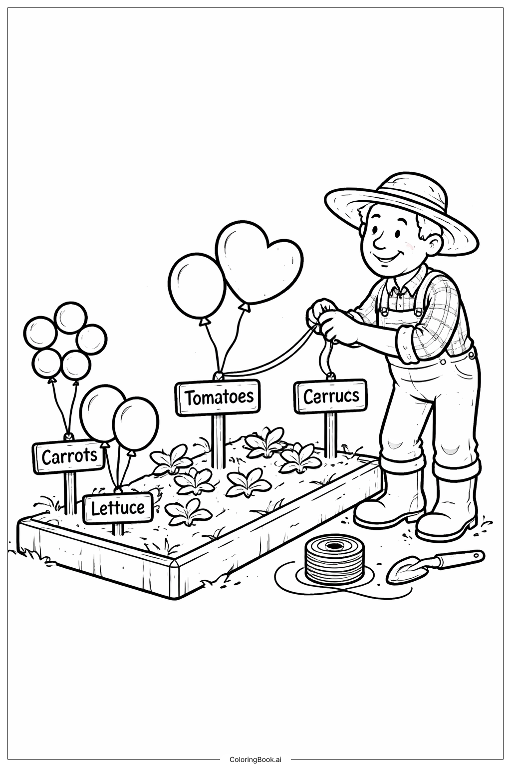  バルーンガーデナーの塗り絵ページ 