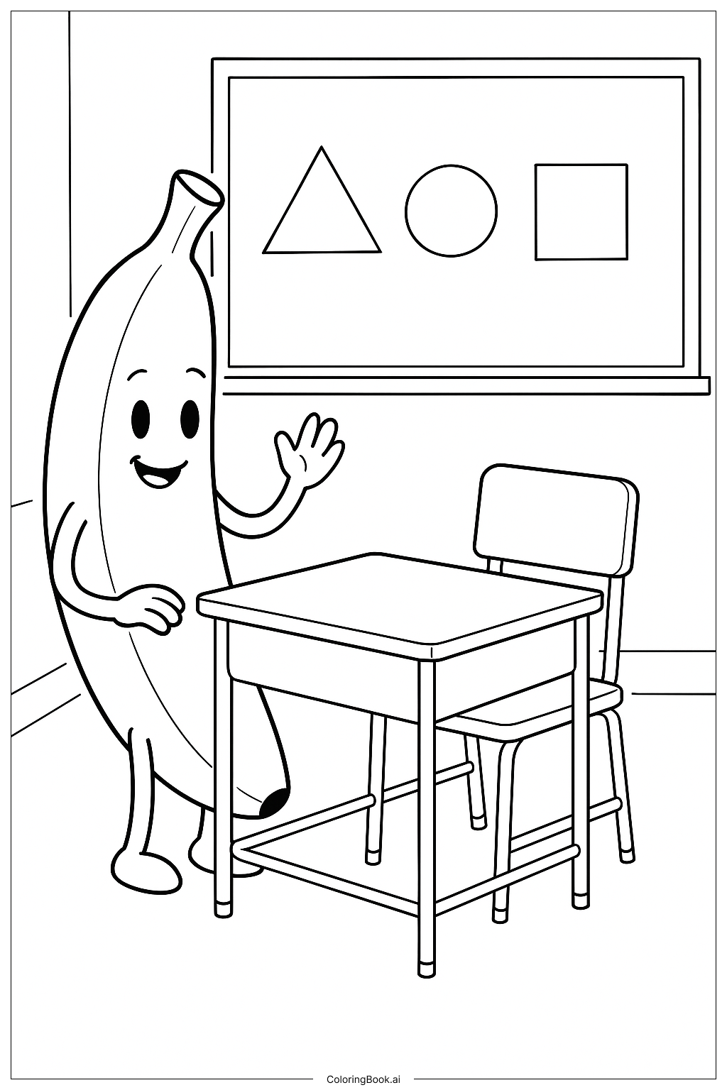 학교에 간 바나나 색칠공부 페이지