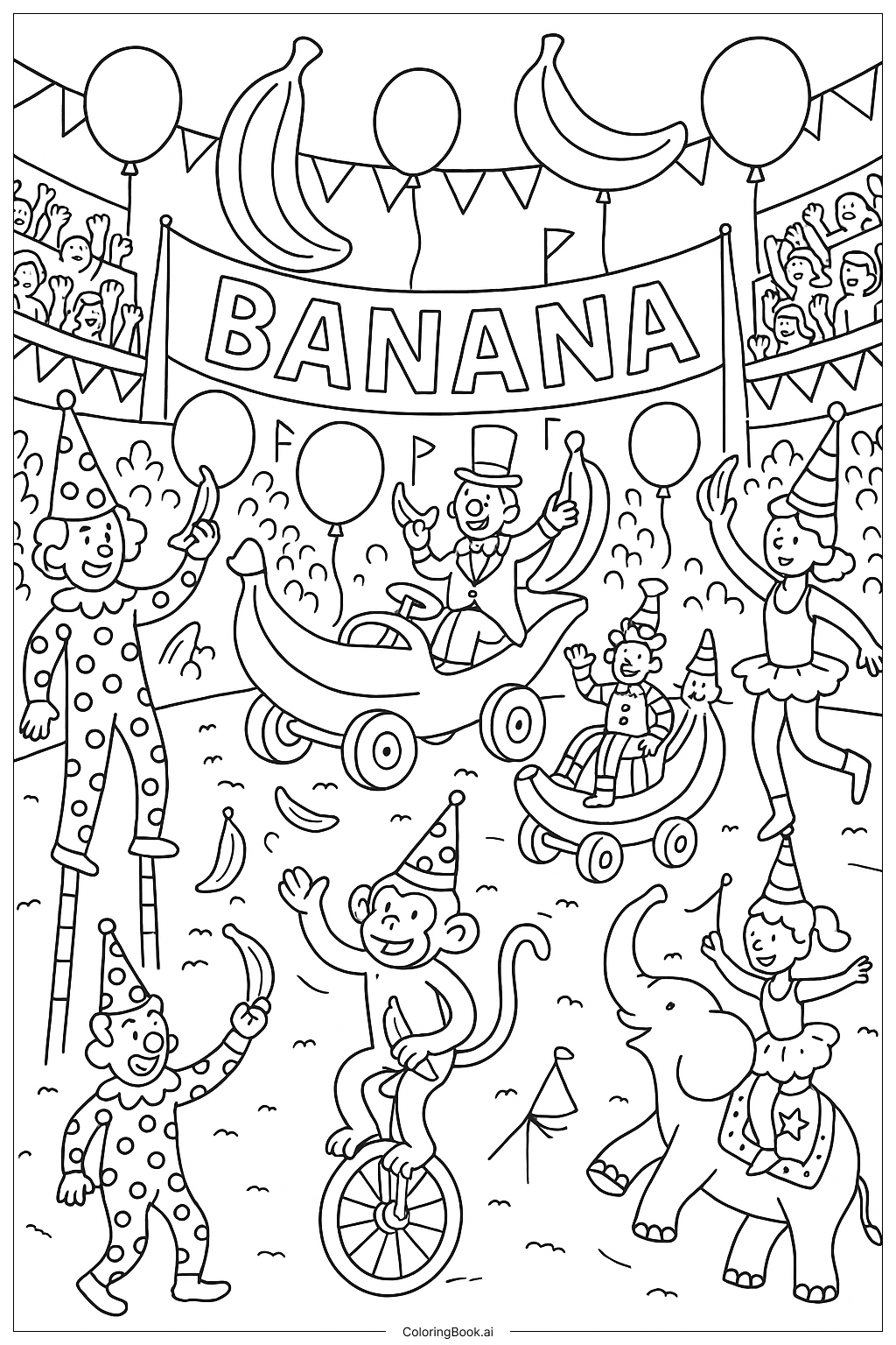 Page de coloriage Parade du Cirque Banane