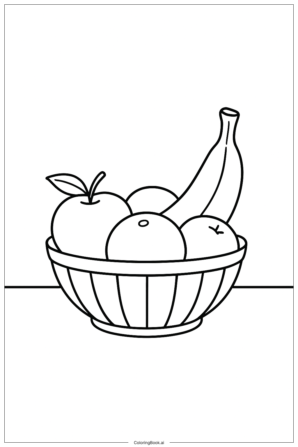  Trang tô màu Chuối Trong Giỏ Trái Cây 