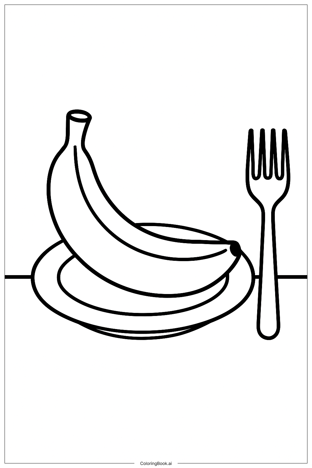  Trang tô màu Chuối Trên Đĩa Ăn Sáng 