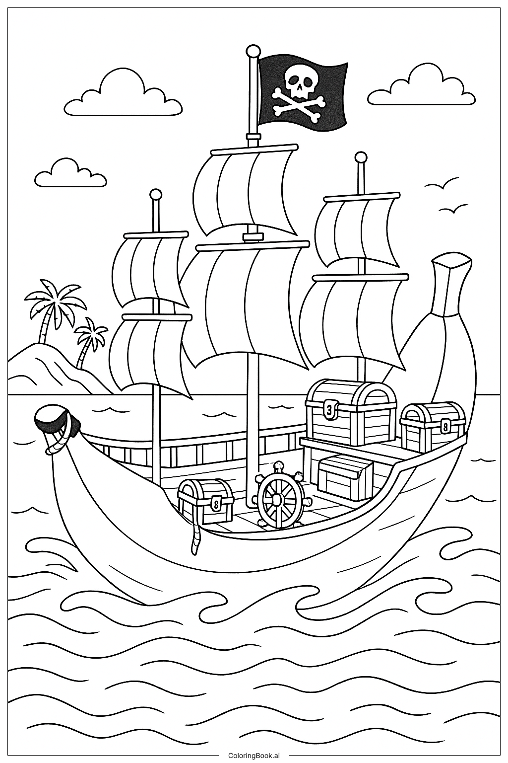  Banana Pirate Ship Coloring Page 