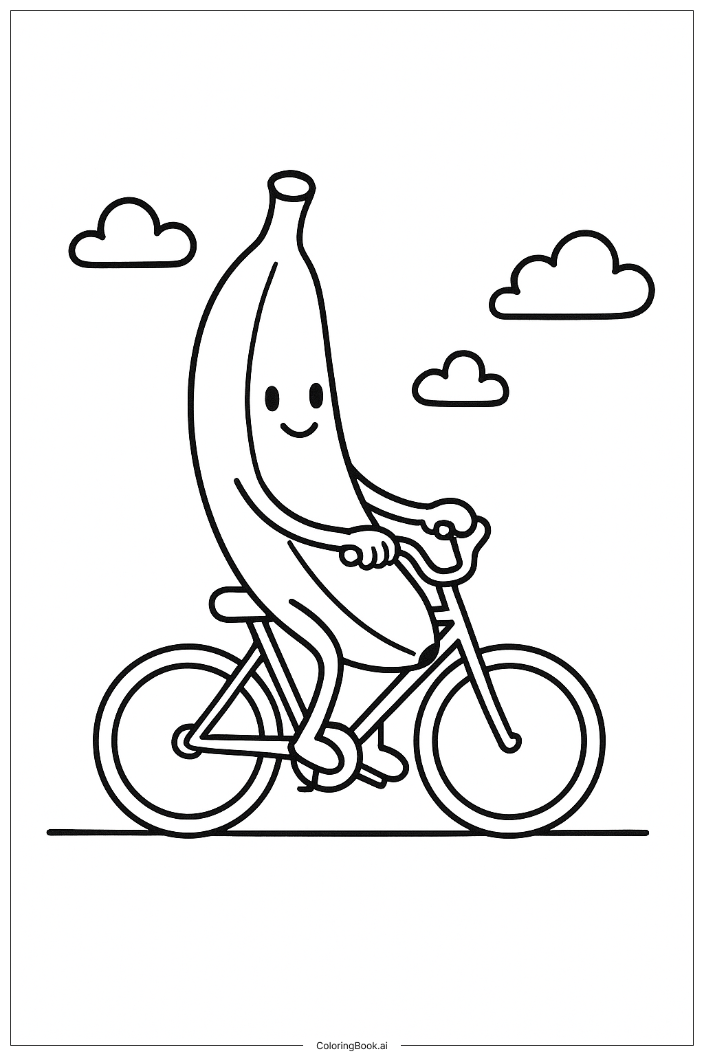 바나나 자전거 타기 색칠공부 페이지