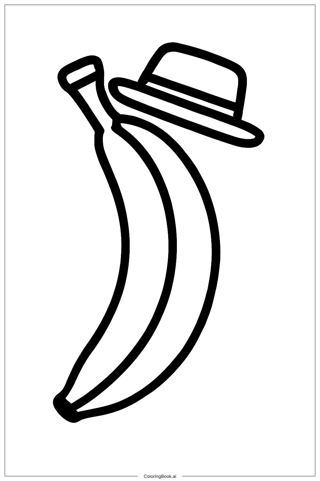 戴帽子的香蕉填色页