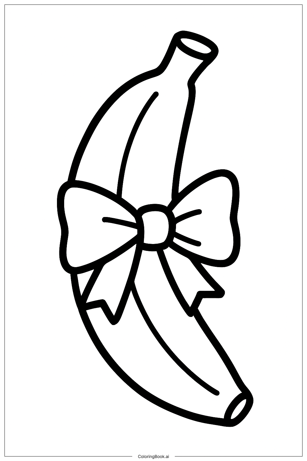 带蝴蝶结的香蕉填色页