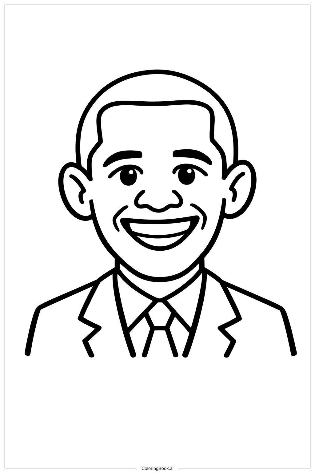  巴拉克·歐巴馬 燦爛微笑著色頁 