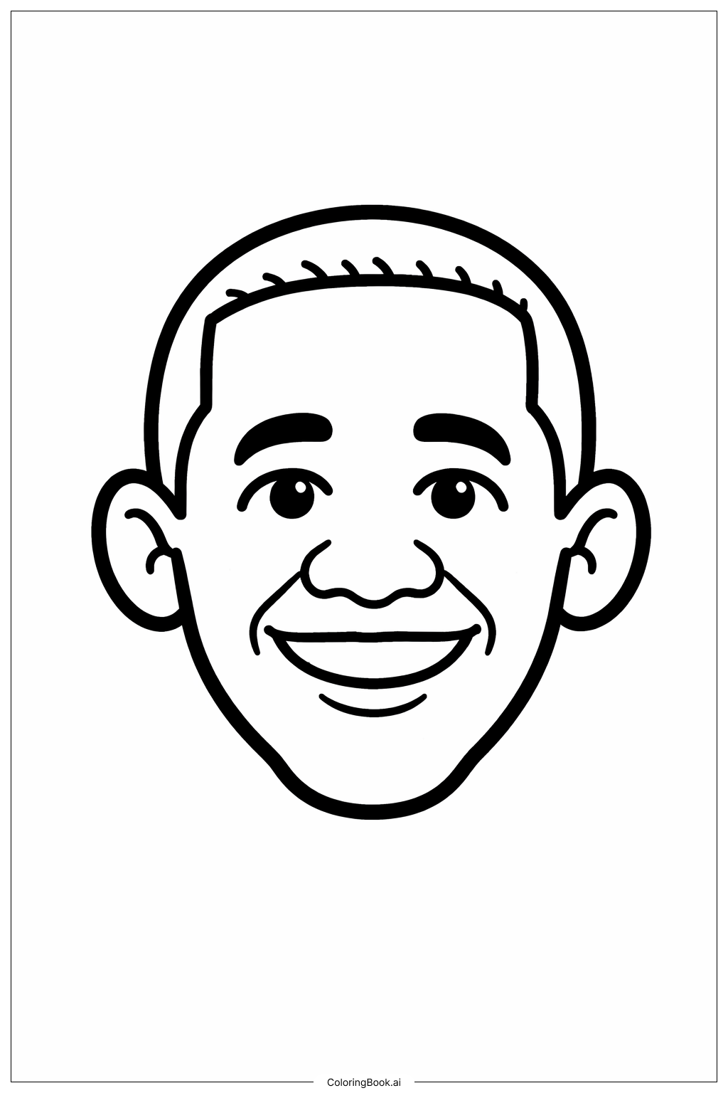  巴拉克·歐巴馬卡通頭像著色頁 