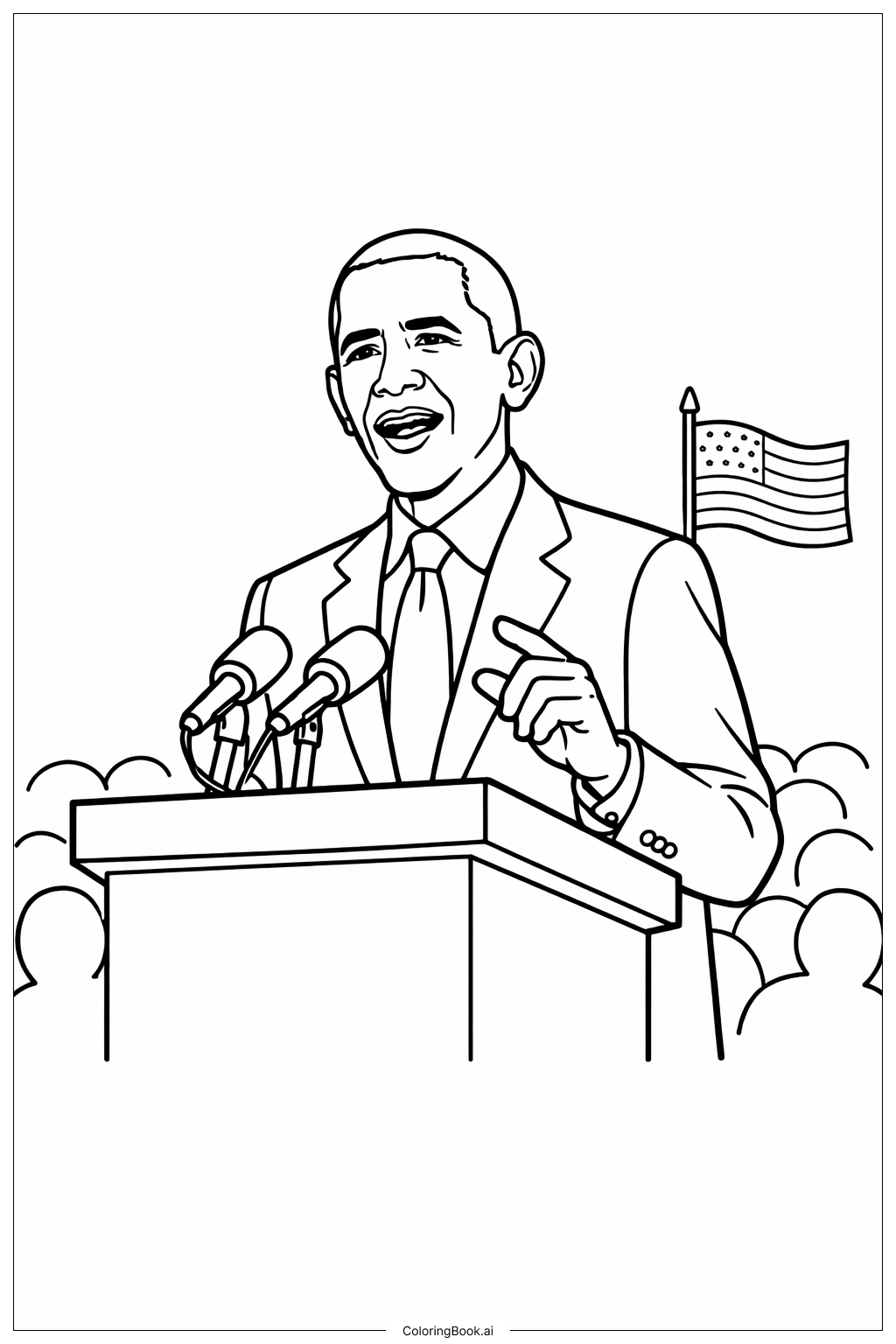  Page de coloriage Barack Obama prononçant un discours 