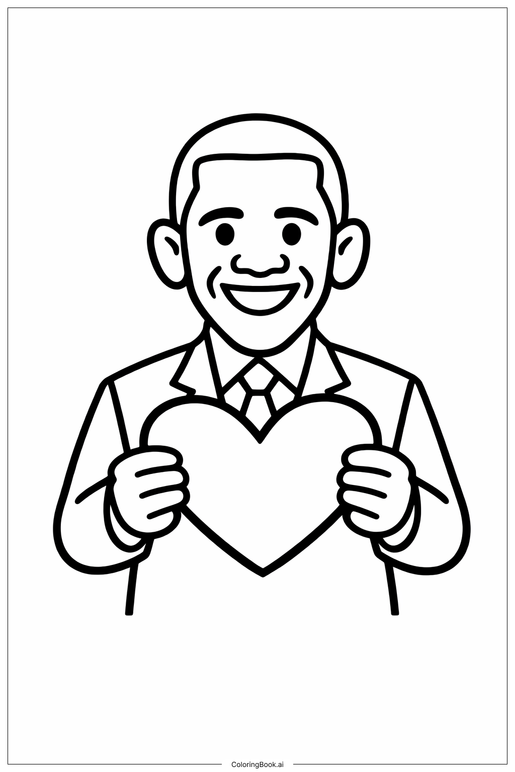  巴拉克·歐巴馬捧著愛心著色頁 