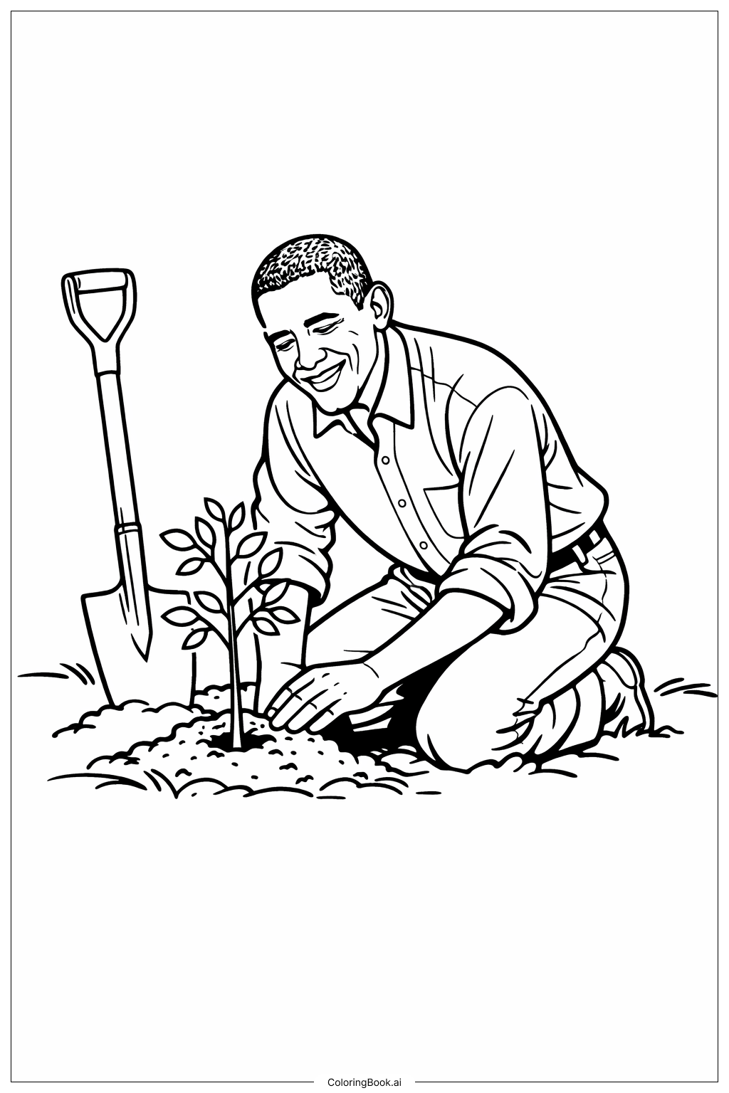  바락 오바마 나무 심기 색칠공부 페이지 