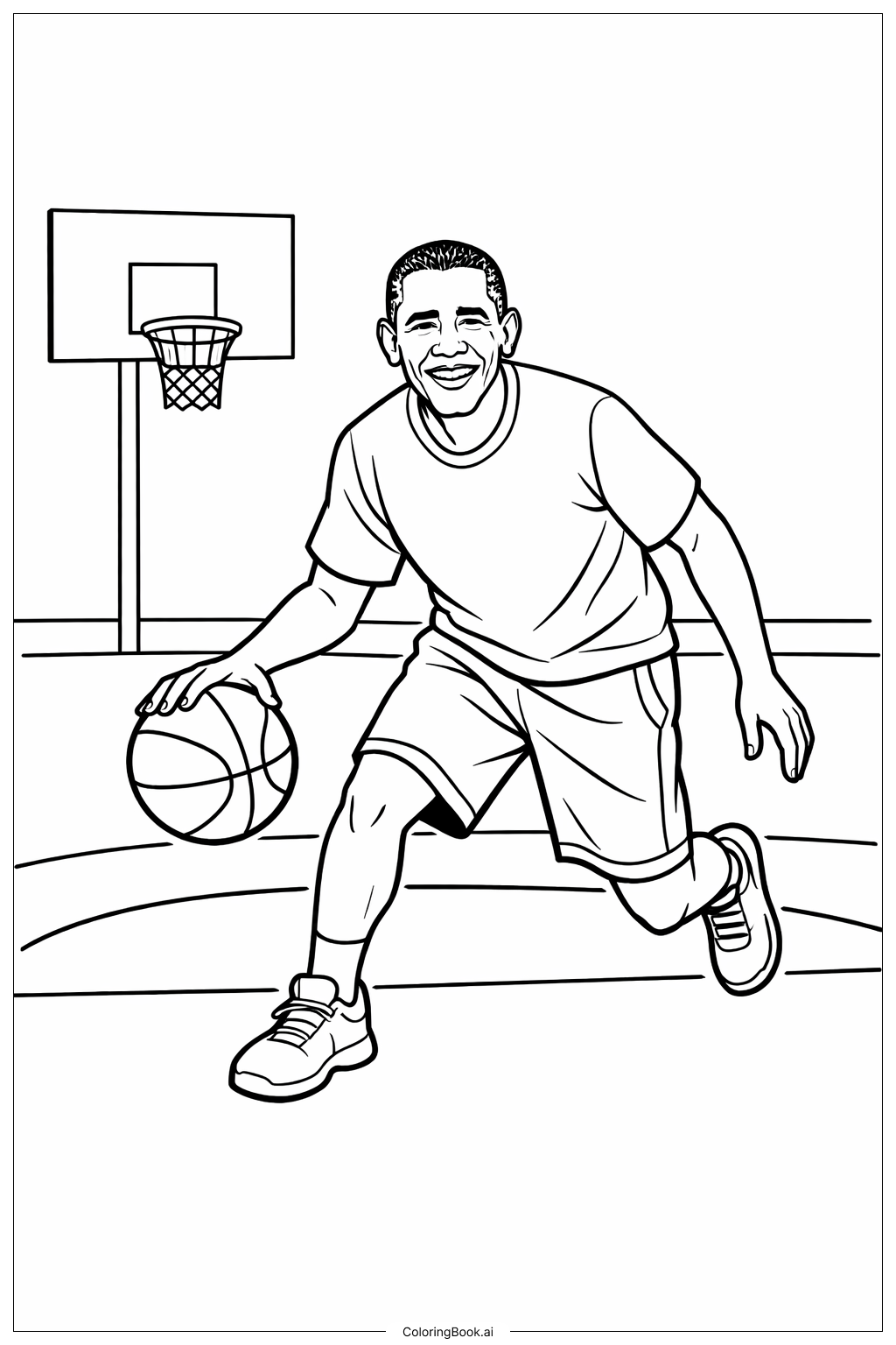  농구를 하는 버락 오바마 색칠공부 페이지 